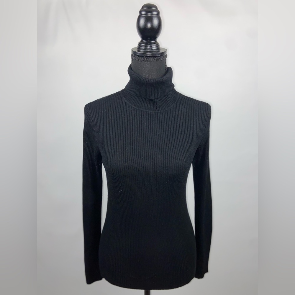 Turtleneck Sweater Black Ambiance Apparel Large Stretch